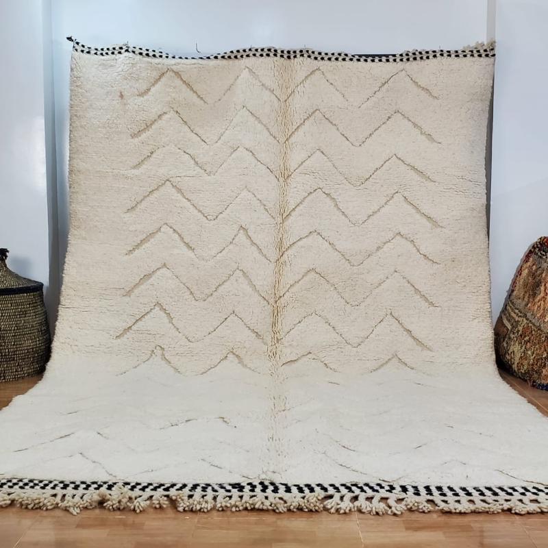 White Farhan Marokkaans handgemaakt tapijt